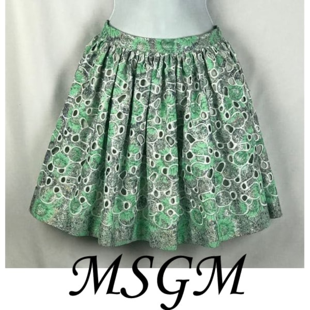 MSGM Embroidered Eyelet Mini Clubwear Mini Skirt